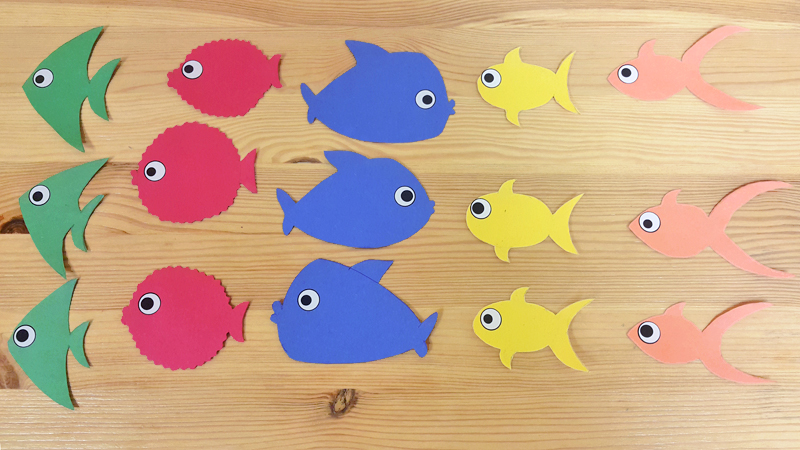 craft activity materials for feed the shark color identification game Miaomiao learn Mandarin Chinese for kids and toddlers